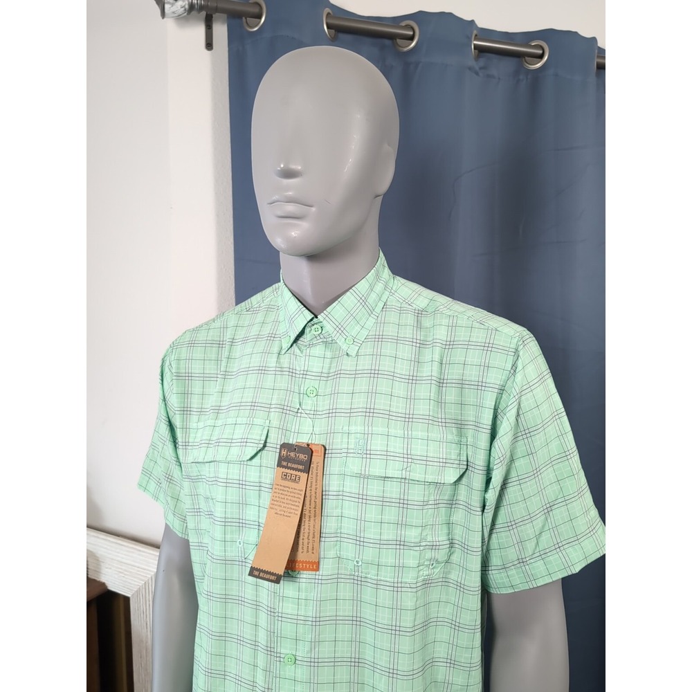 HEYBO Outdoors The Beaufort Button Shirt Mens Small Green‎ Plaid Fishing Hunting